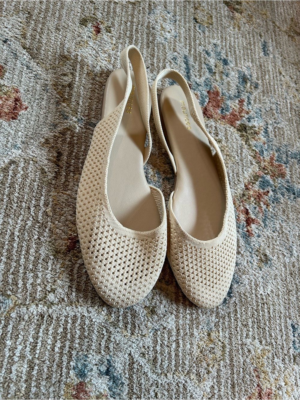 Never Worn Women’s Beige Knit Slingback Flats